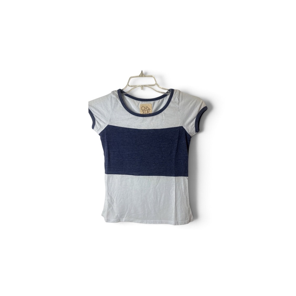 Chaser Womens Colorblock Ringer T-Shirt Light Blue Navy Blue XS New With Tags